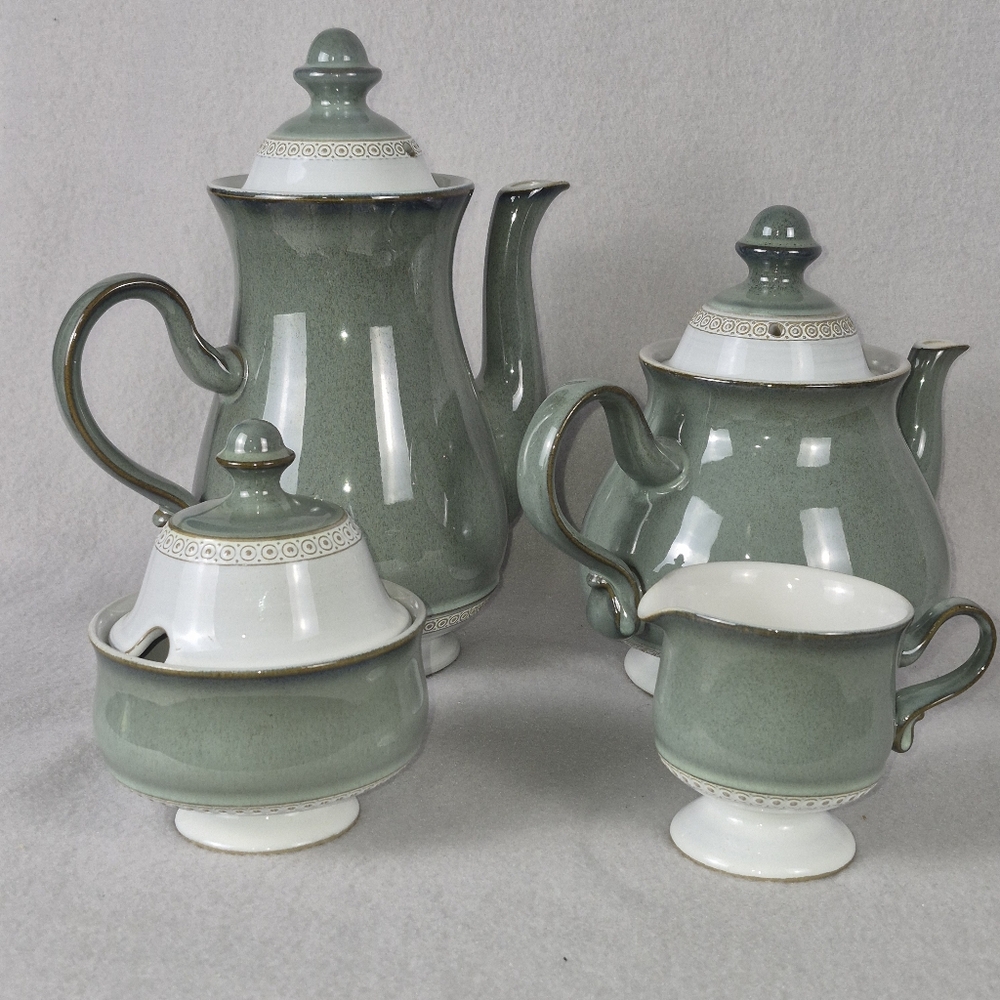 Denby Venice Green Renaissance Stoneware Tea & Coffee Set – 4 Pieces Vintage